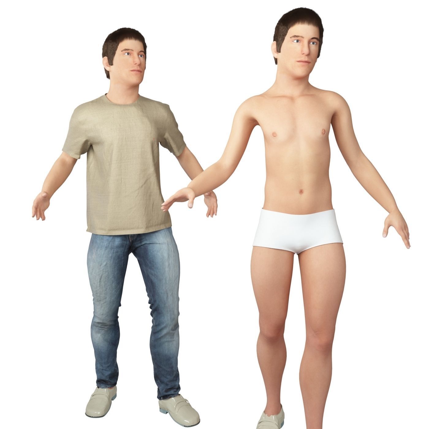 Men real cloth simulation conversation loop animated number 2 3D model_11