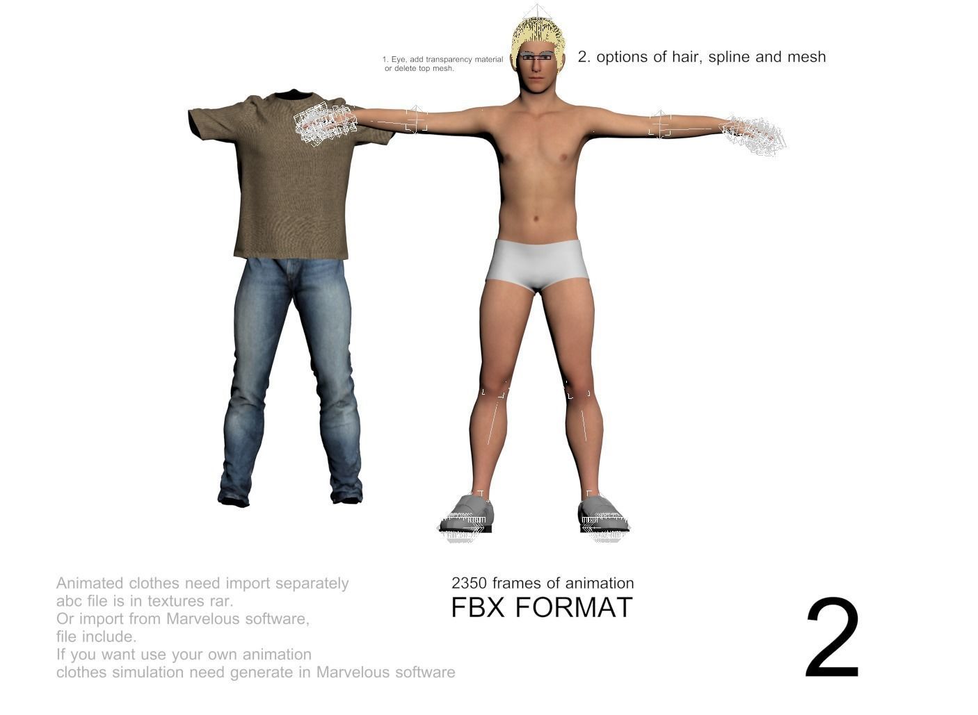 Men real cloth simulation conversation loop animated number 2 3D model_13