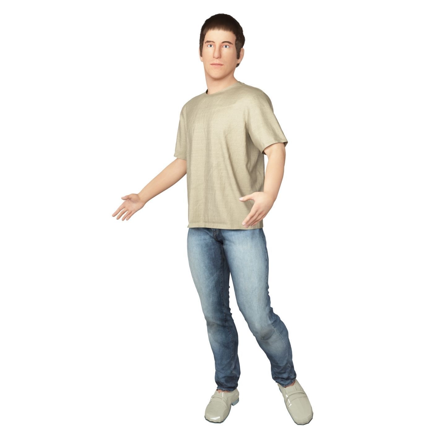 Men real cloth simulation conversation loop animated number 2 3D model_6