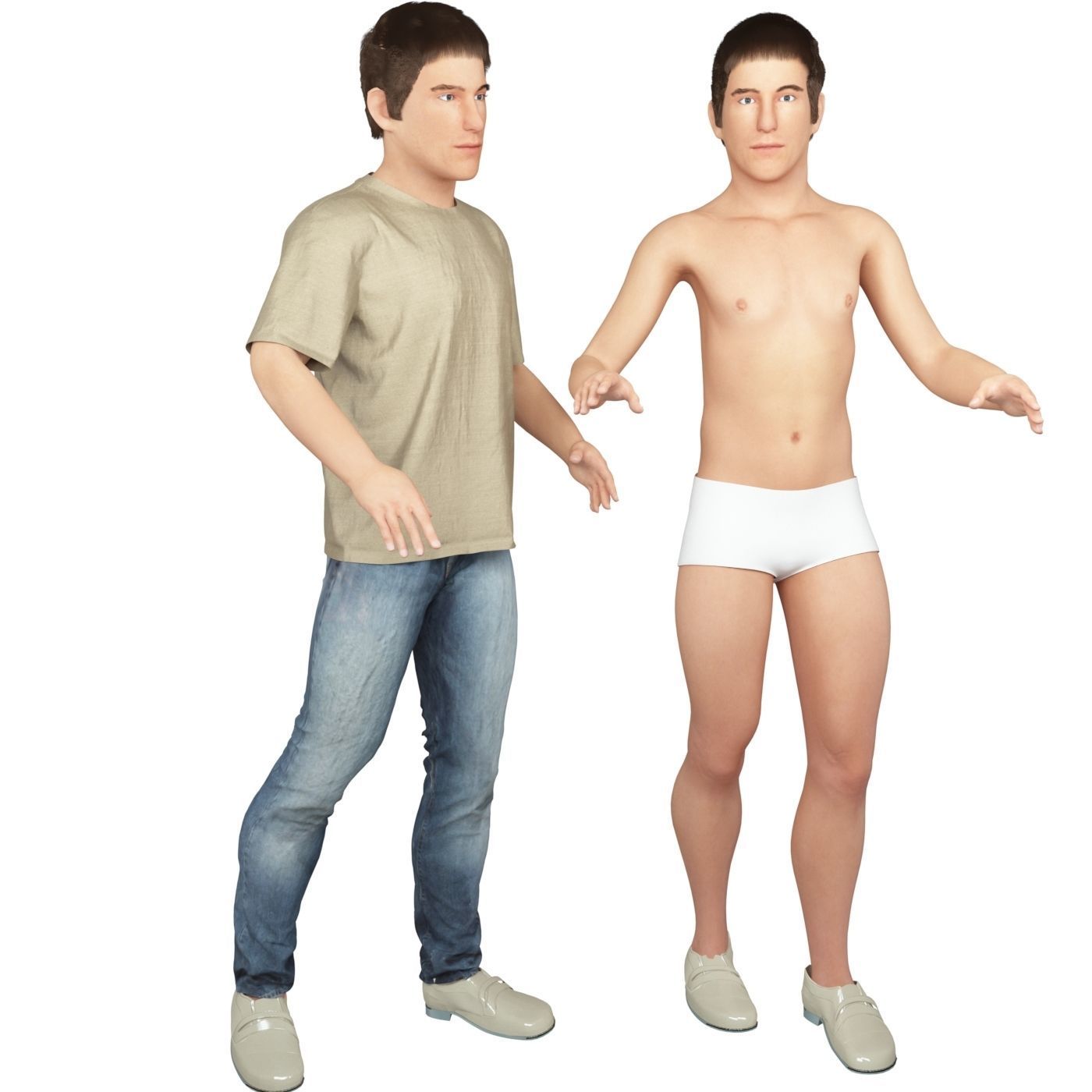 Men real cloth simulation conversation loop animated number 2 3D model_10