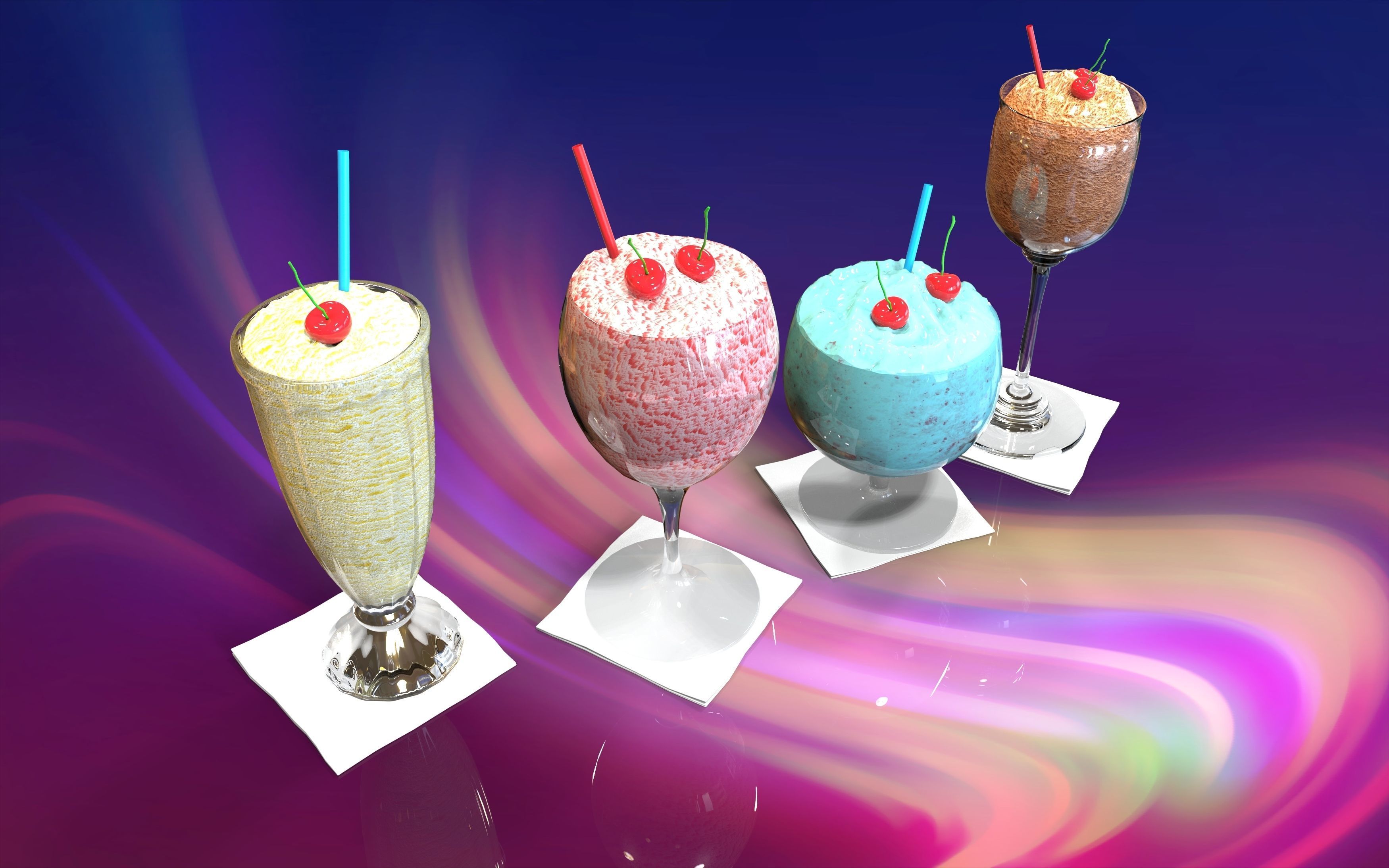 Ice cream in a glass 3D model_2