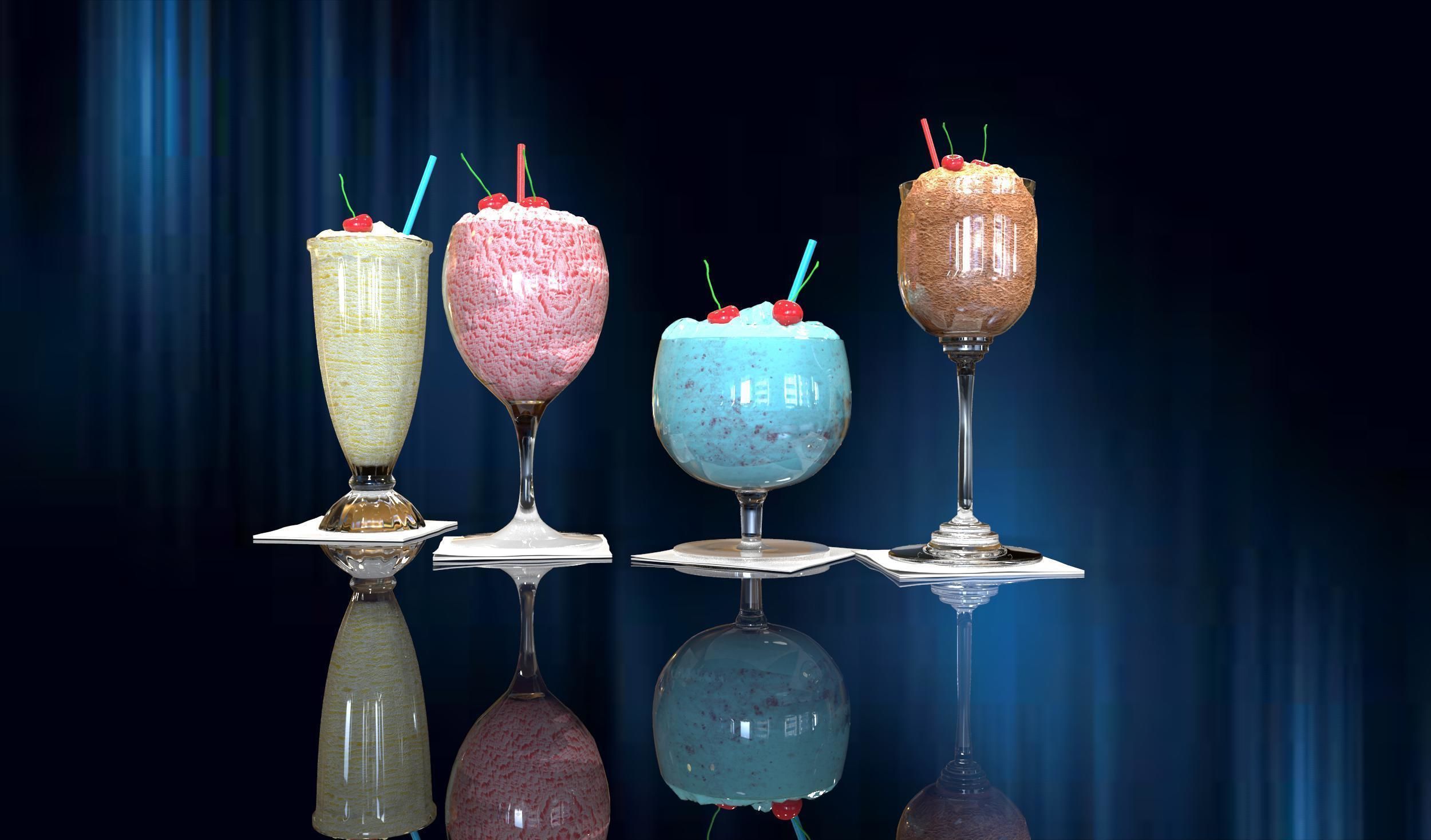 Ice cream in a glass 3D model_4