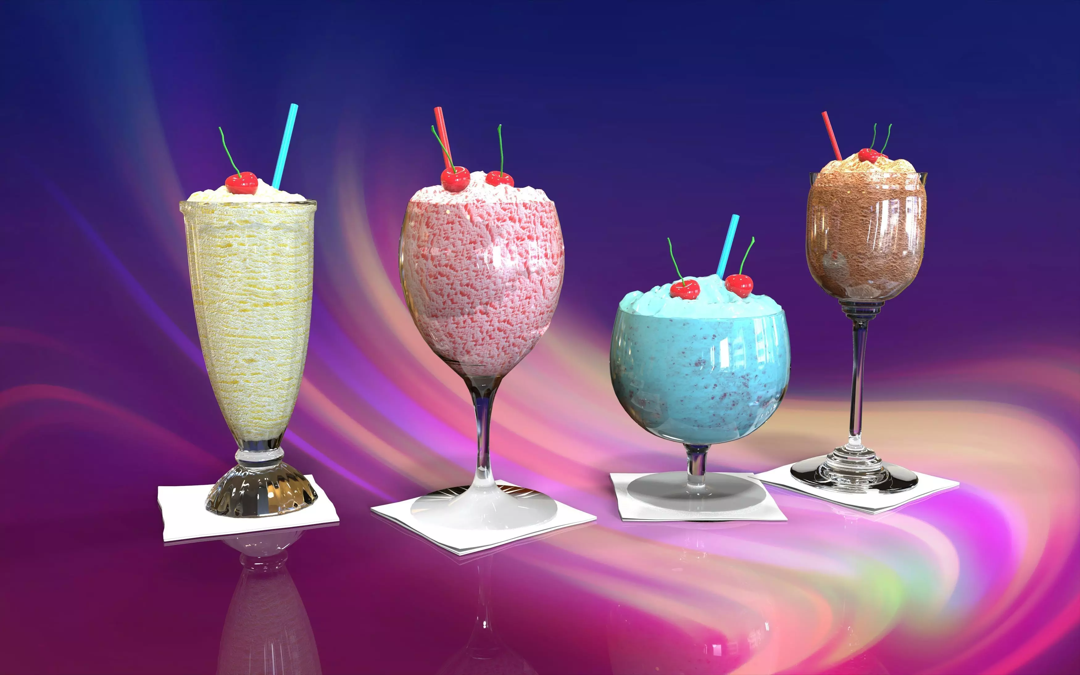 Ice cream in a glass 3D model_0