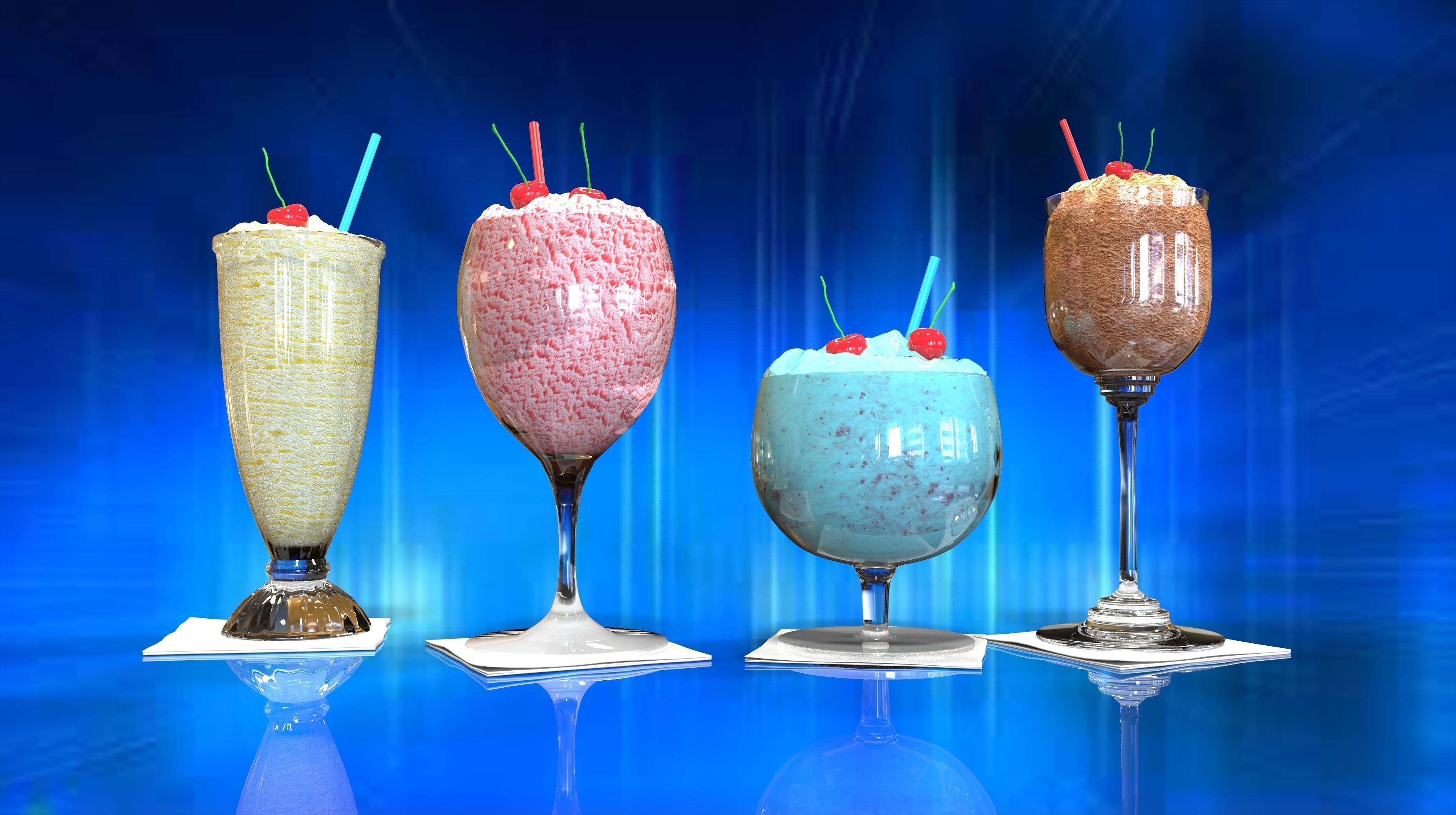 Ice cream in a glass 3D model_1