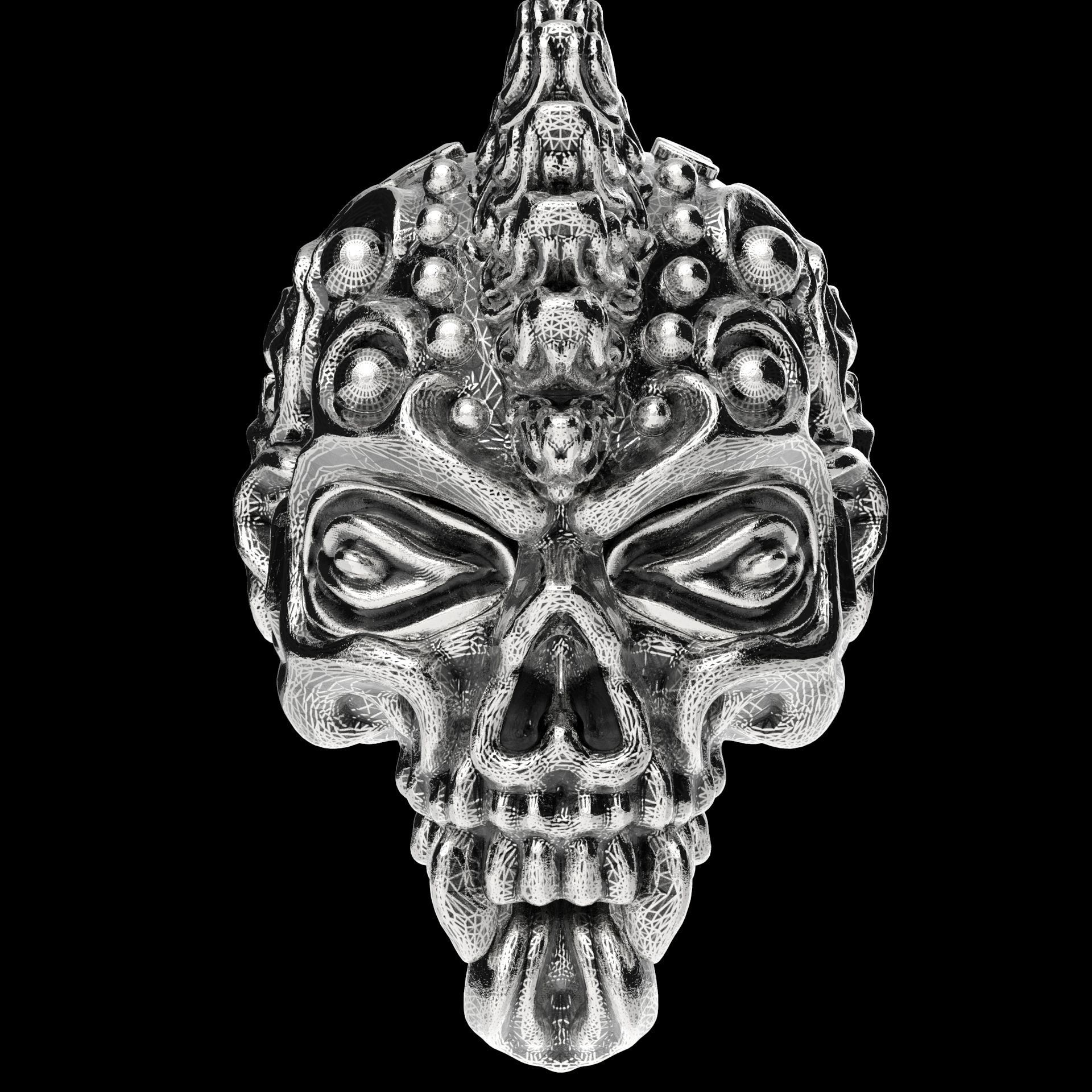 Badass Gothic Punk Skull Ring 3D CAD Design-GP34S 3D print model_6
