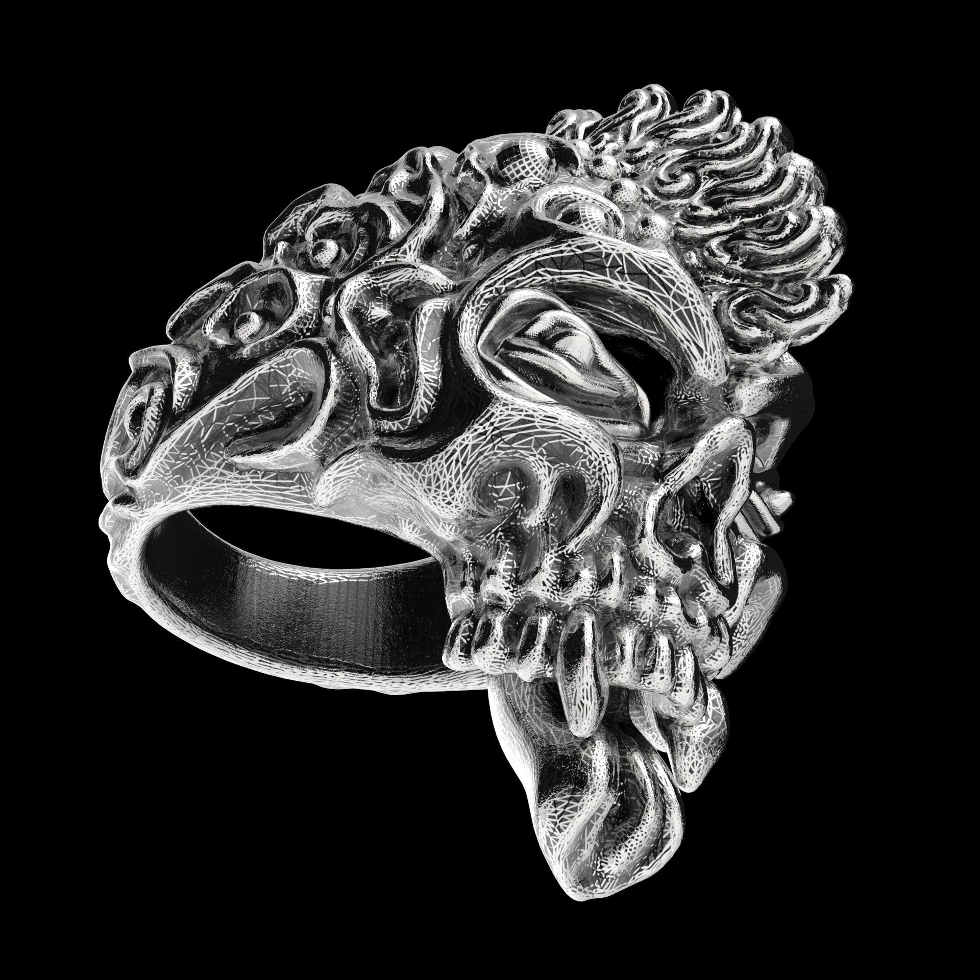 Badass Gothic Punk Skull Ring 3D CAD Design-GP34S 3D print model_13