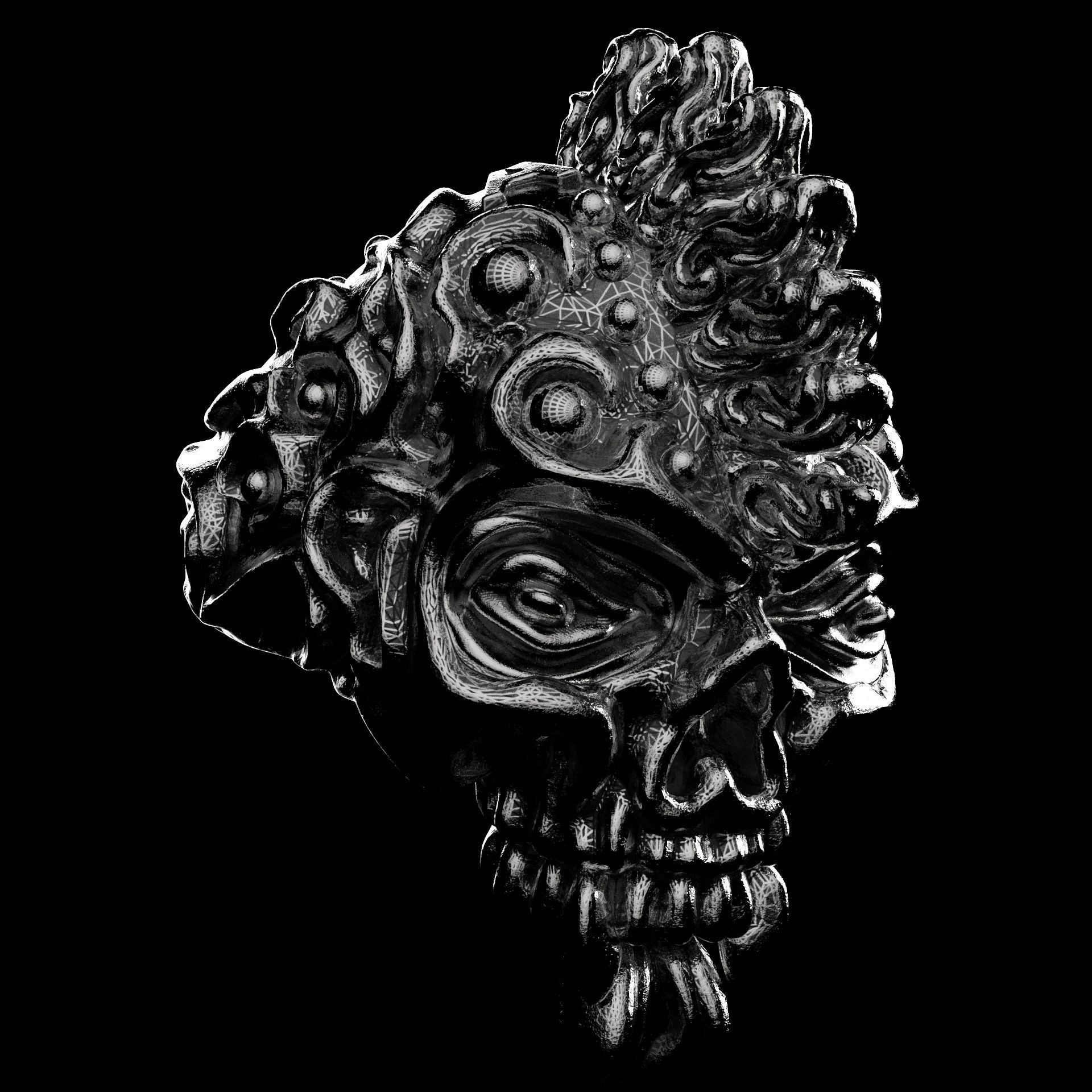 Badass Gothic Punk Skull Ring 3D CAD Design-GP34S 3D print model_1