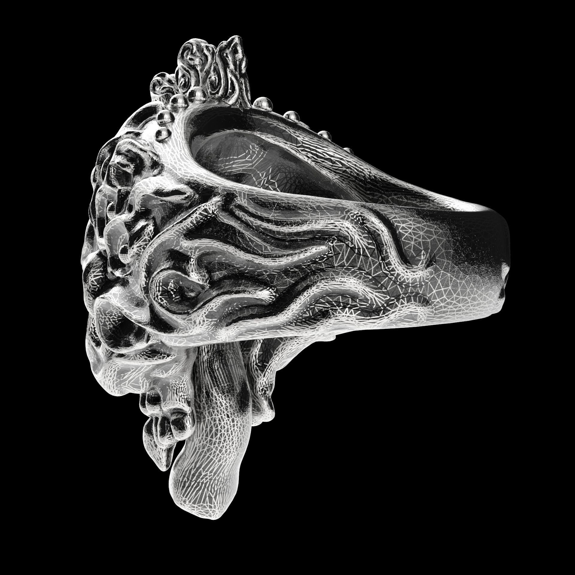 Badass Gothic Punk Skull Ring 3D CAD Design-GP34S 3D print model_11