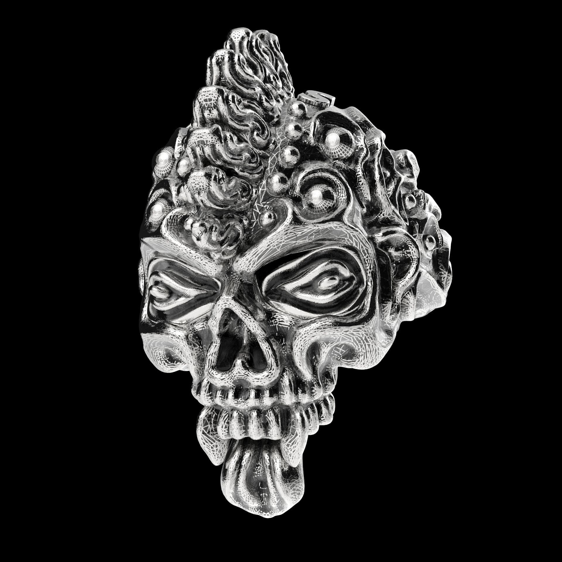 Badass Gothic Punk Skull Ring 3D CAD Design-GP34S 3D print model_5