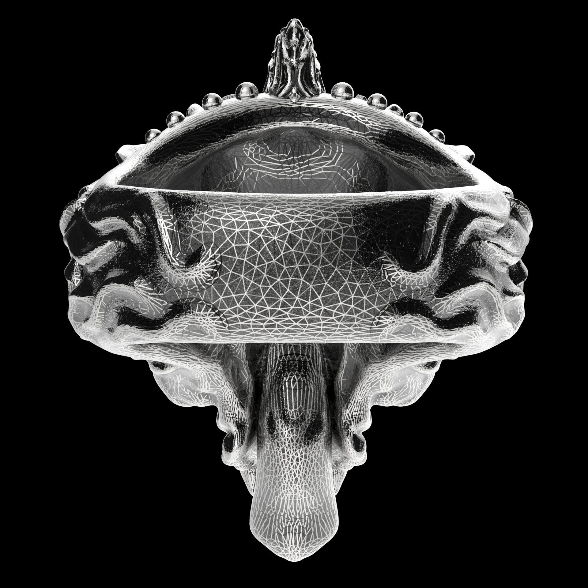 Badass Gothic Punk Skull Ring 3D CAD Design-GP34S 3D print model_12