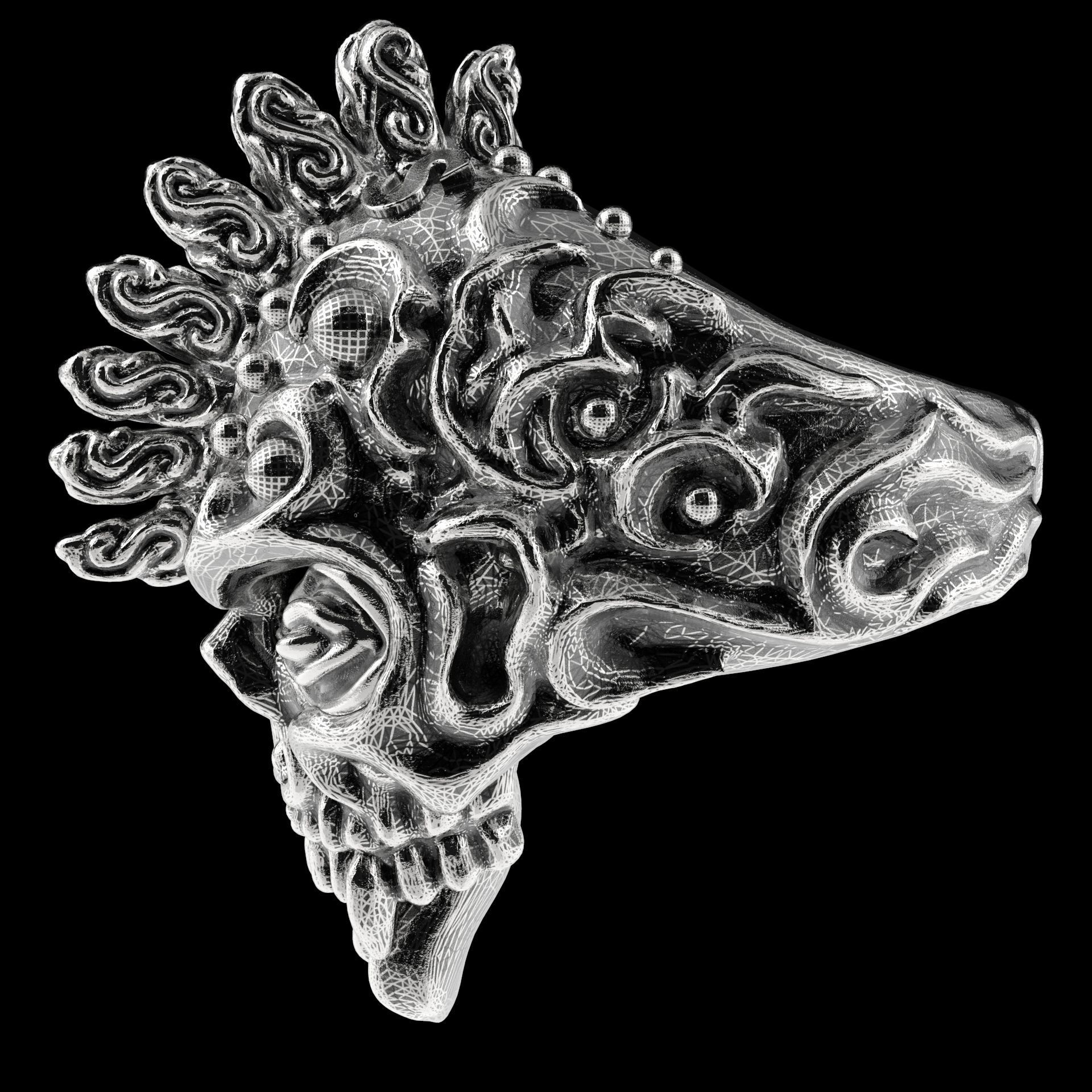 Badass Gothic Punk Skull Ring 3D CAD Design-GP34S 3D print model_10