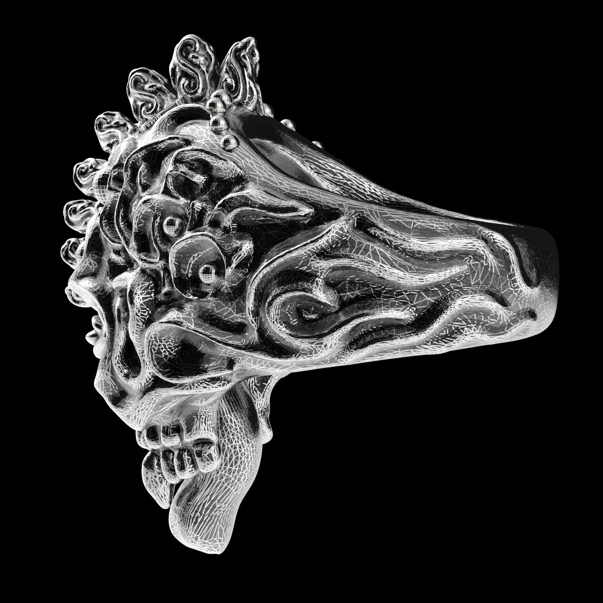 Badass Gothic Punk Skull Ring 3D CAD Design-GP34S 3D print model_8