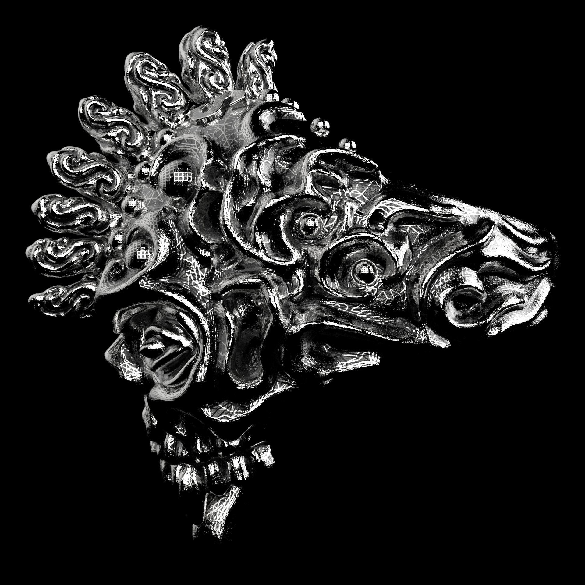 Badass Gothic Punk Skull Ring 3D CAD Design-GP34S 3D print model_2