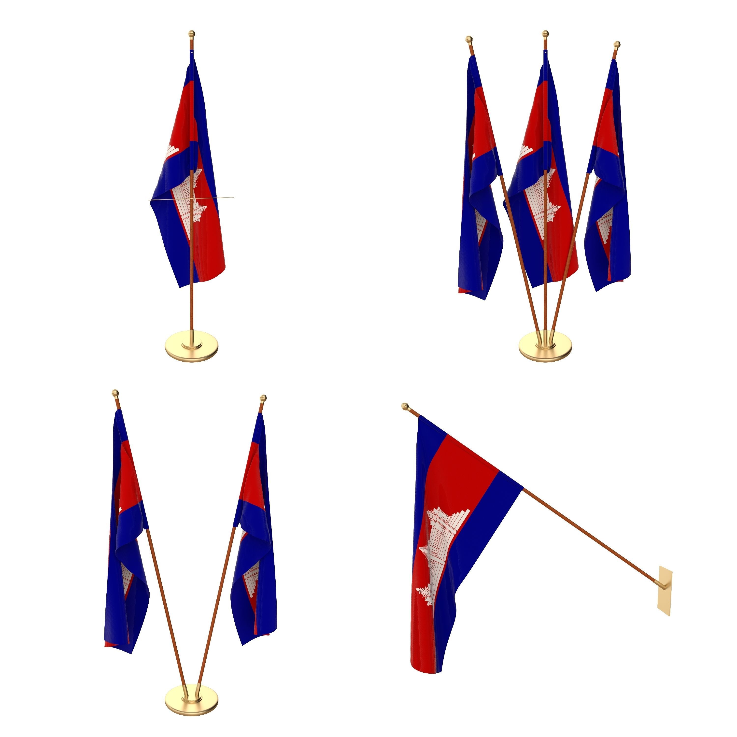 Cambodia Flag Pack 3D model_1