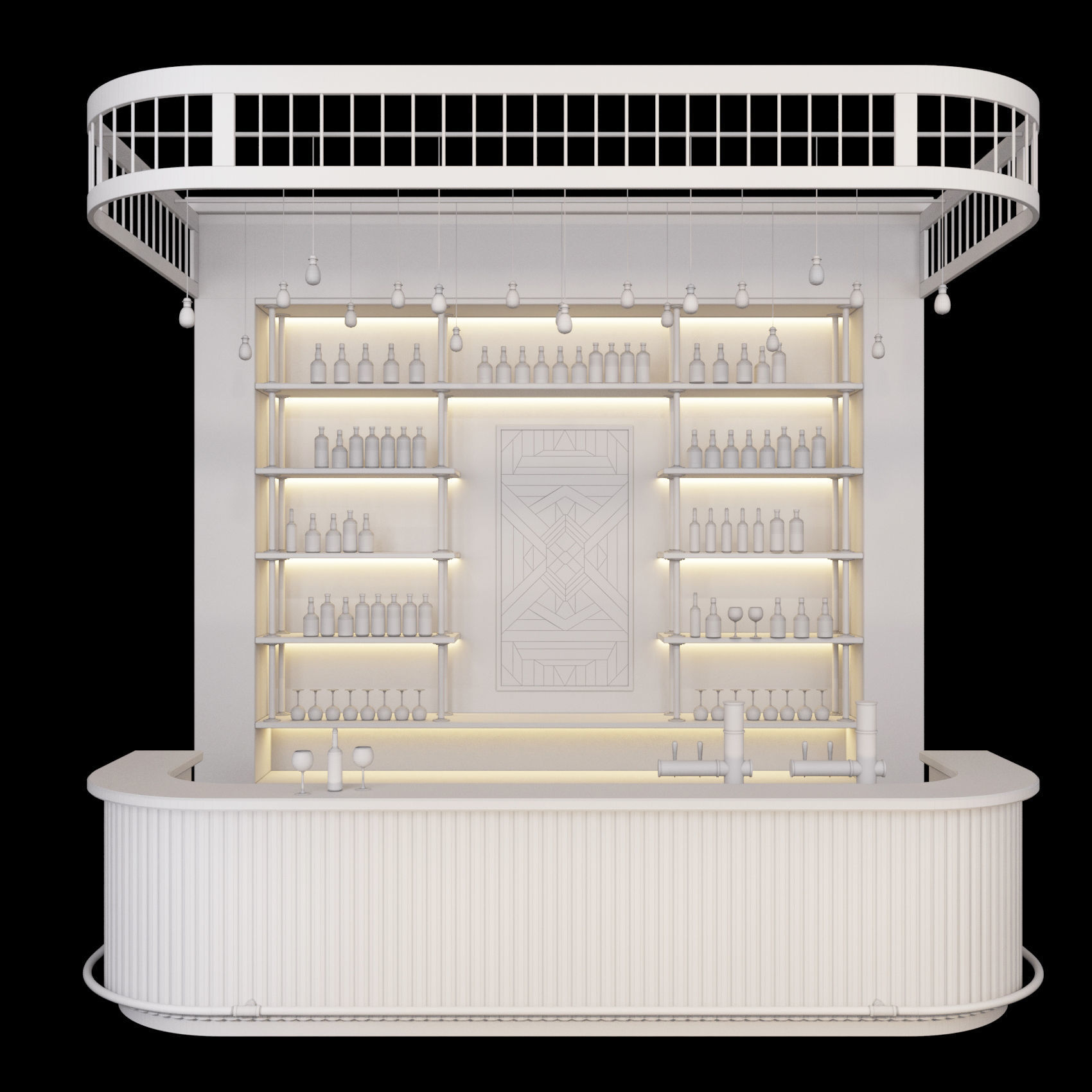 Loft  bar 3D model_2