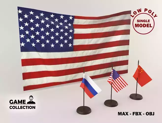 Flags Lowpoly Low-poly 3D model