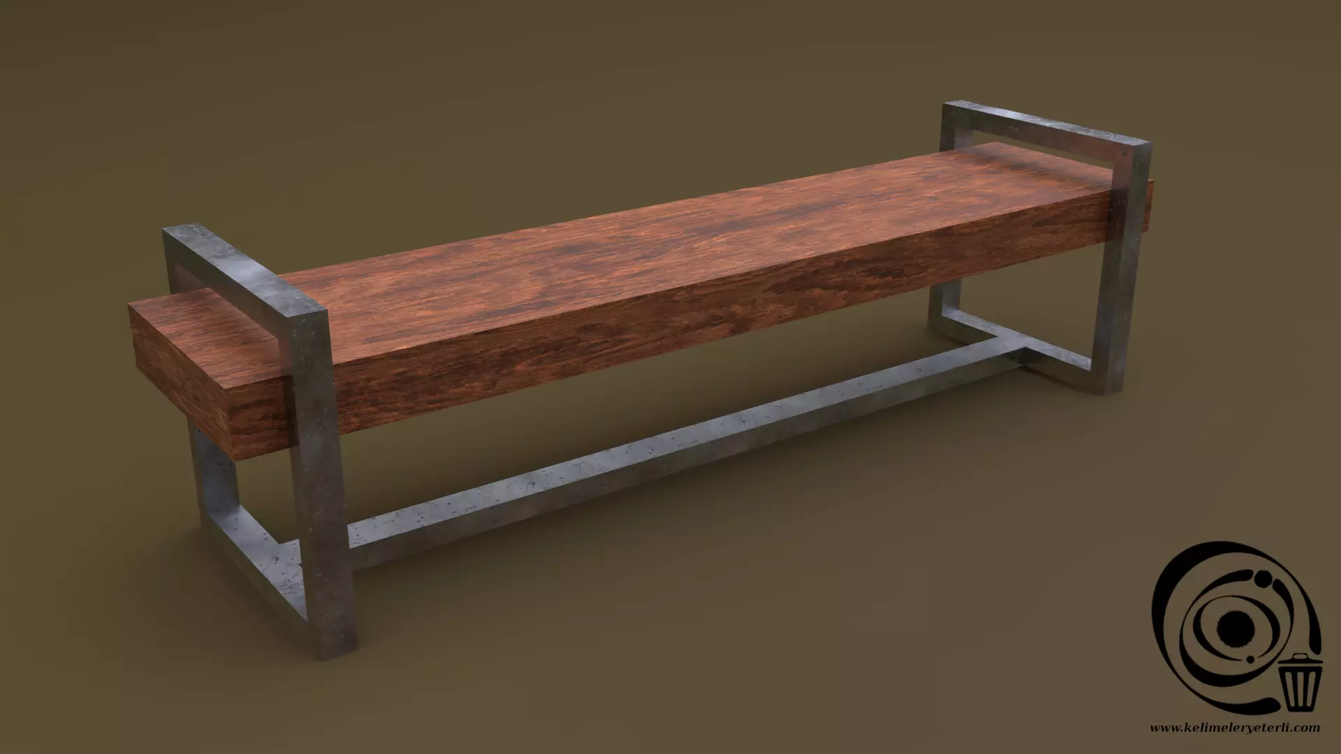 Bench 18 Low-poly 3D model_0