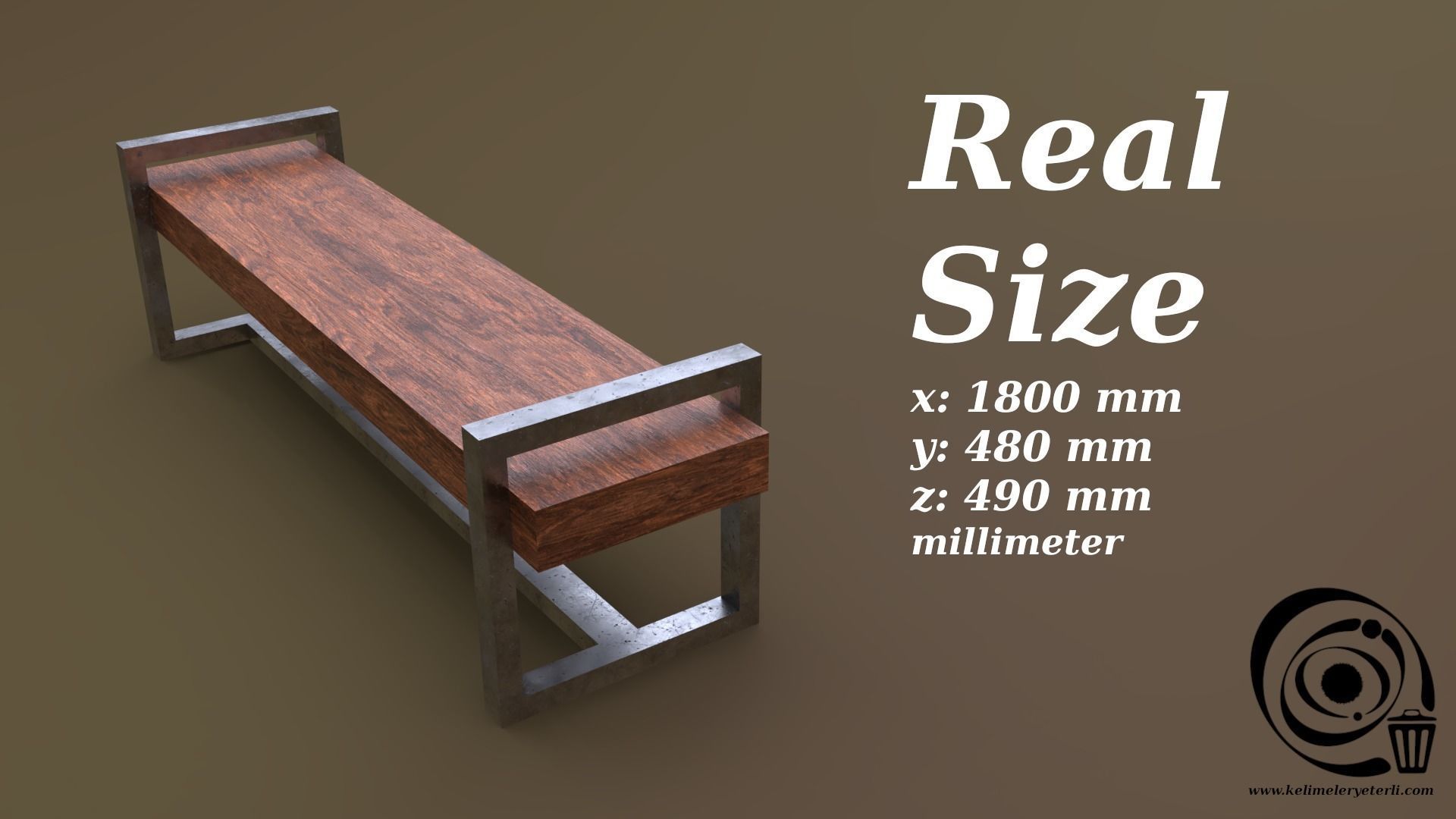 Bench 18 Low-poly 3D model_3