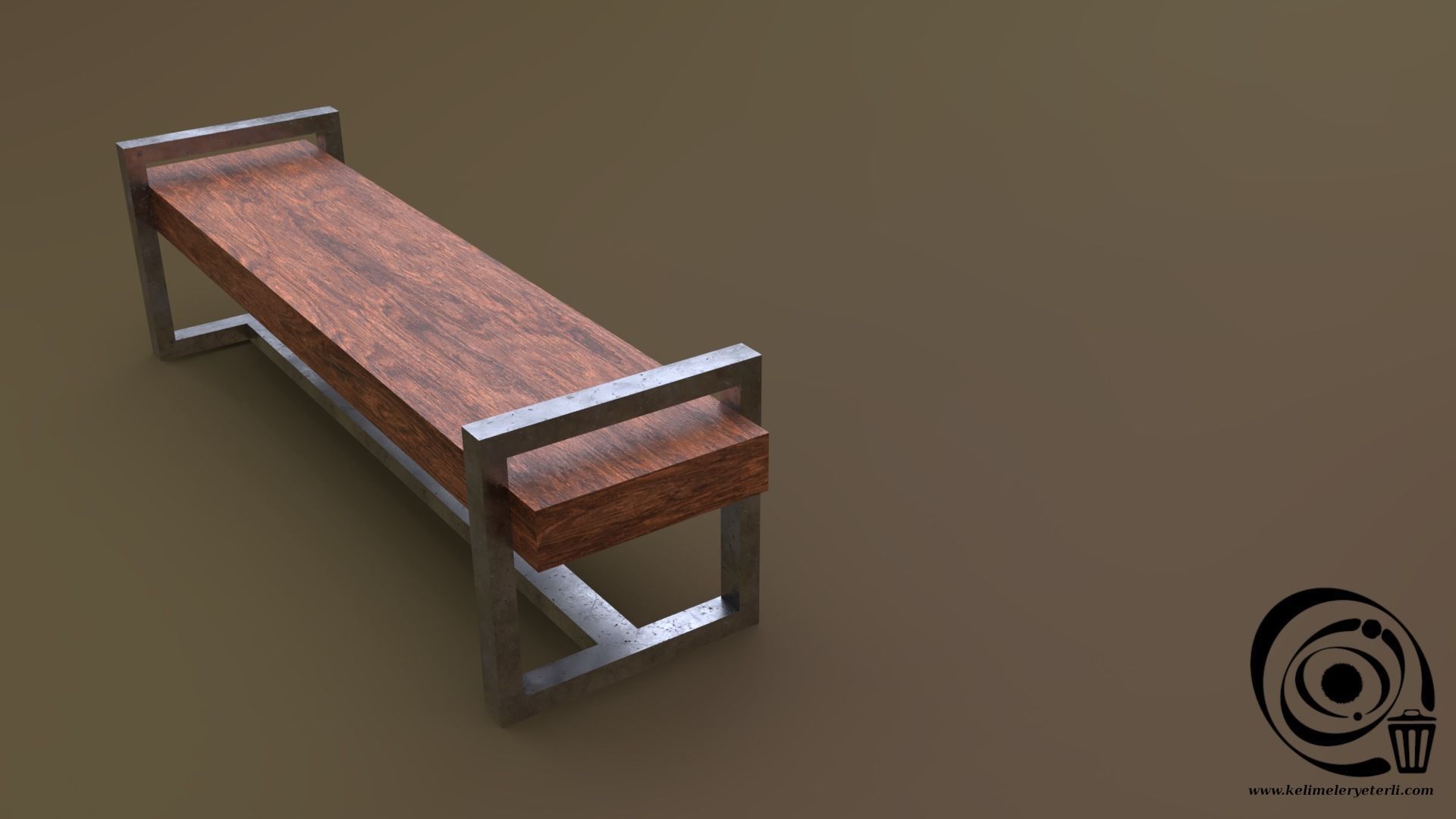 Bench 18 Low-poly 3D model_1