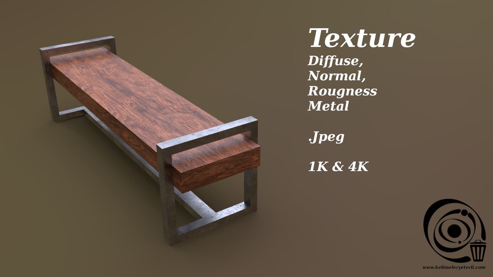 Bench 18 Low-poly 3D model_4