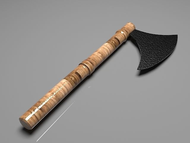 Axe Model with wooden handle Low-poly 3D model_1