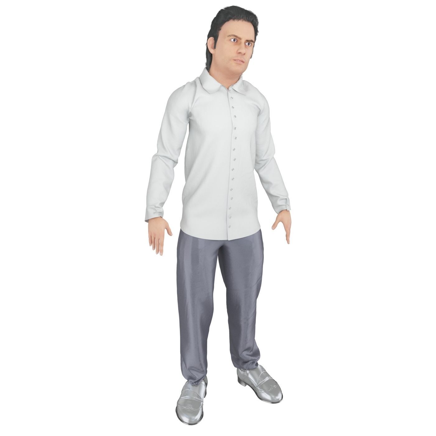 Men real cloth simulation conversation loop animated number 3 3D model_16
