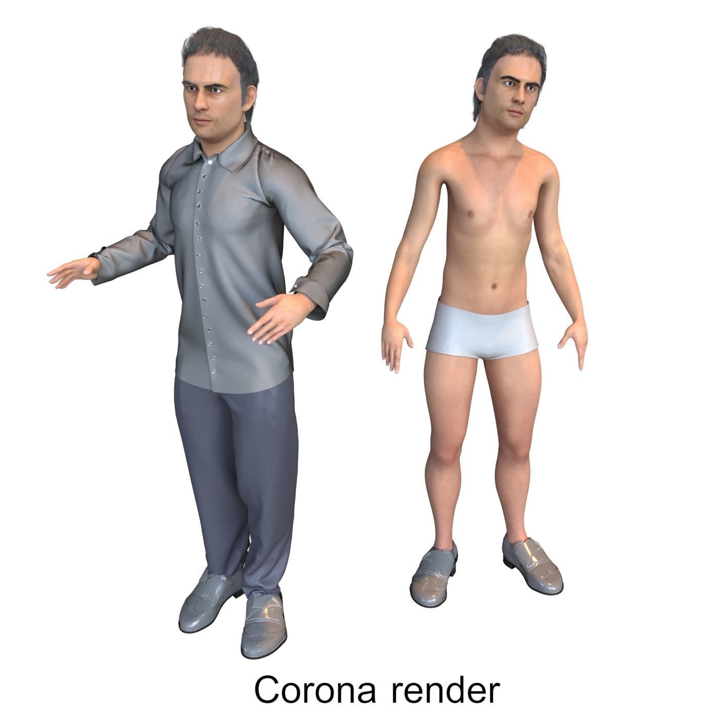 Men real cloth simulation conversation loop animated number 3 3D model_5