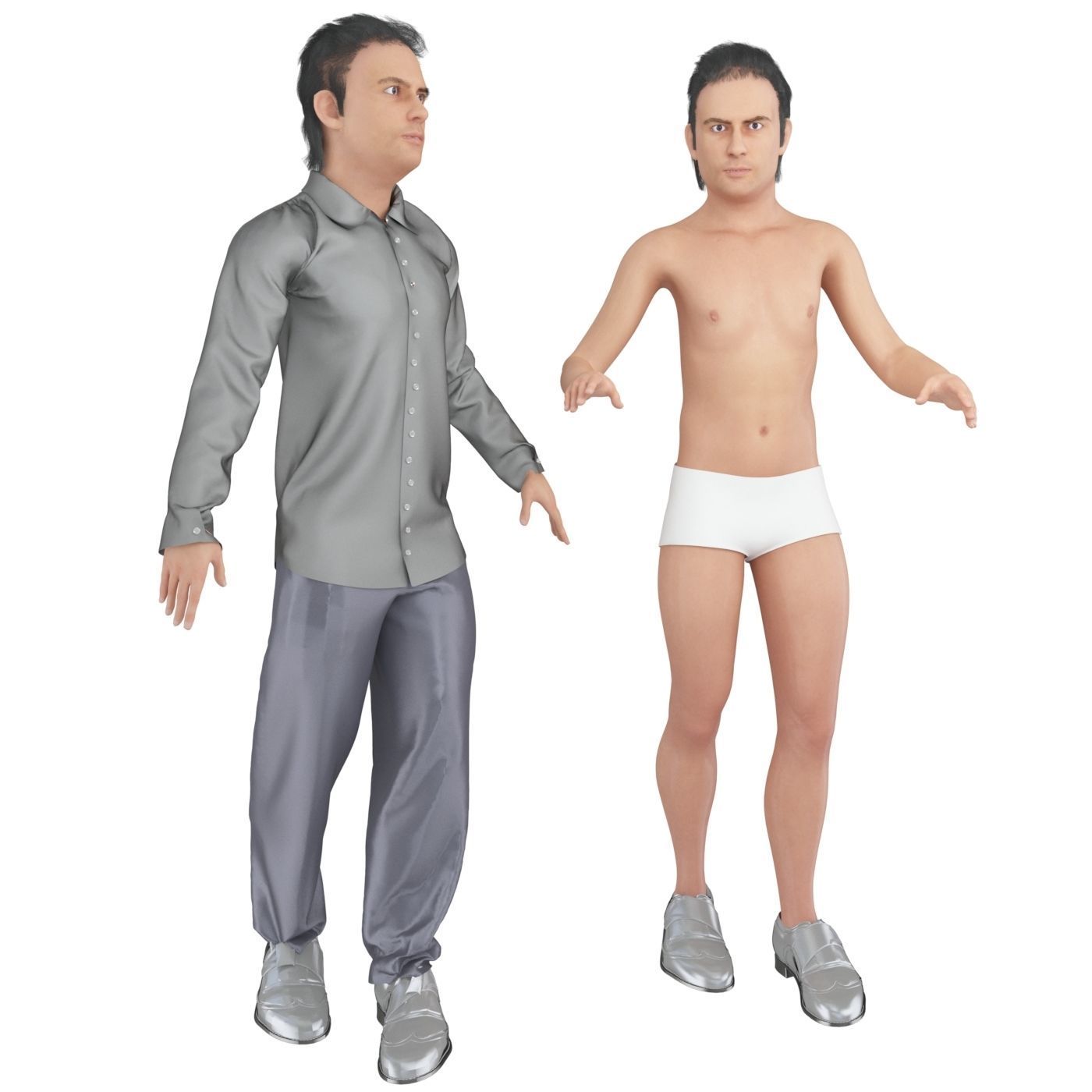 Men real cloth simulation conversation loop animated number 3 3D model_11