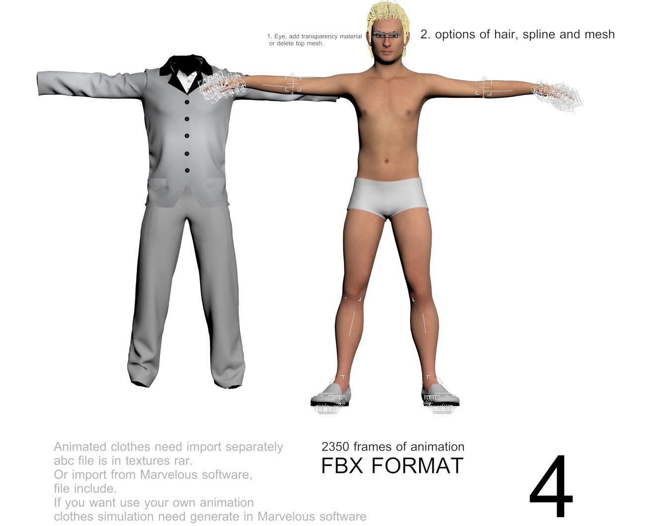 Men real cloth simulation conversation loop animated number 3 3D model_13