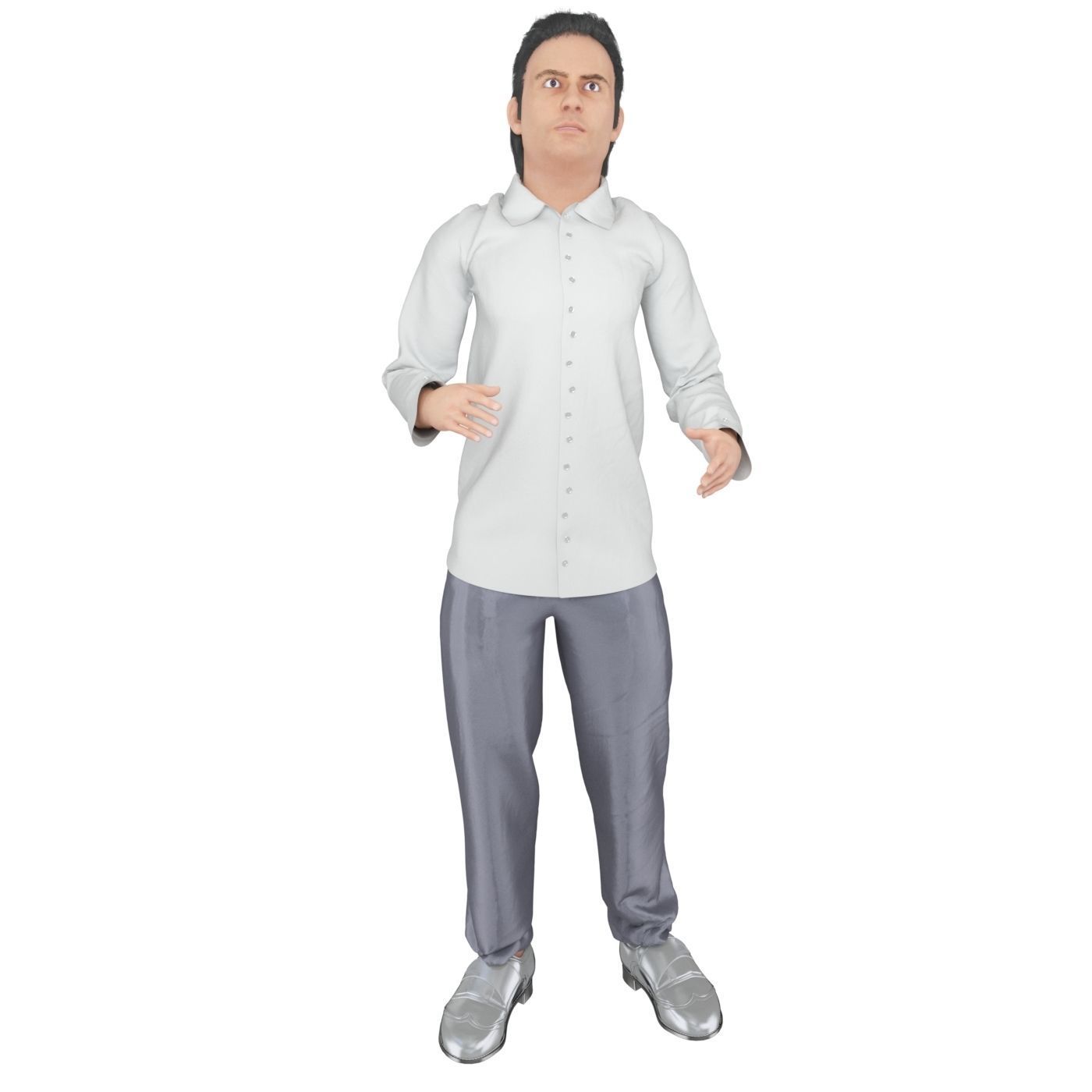 Men real cloth simulation conversation loop animated number 3 3D model_8