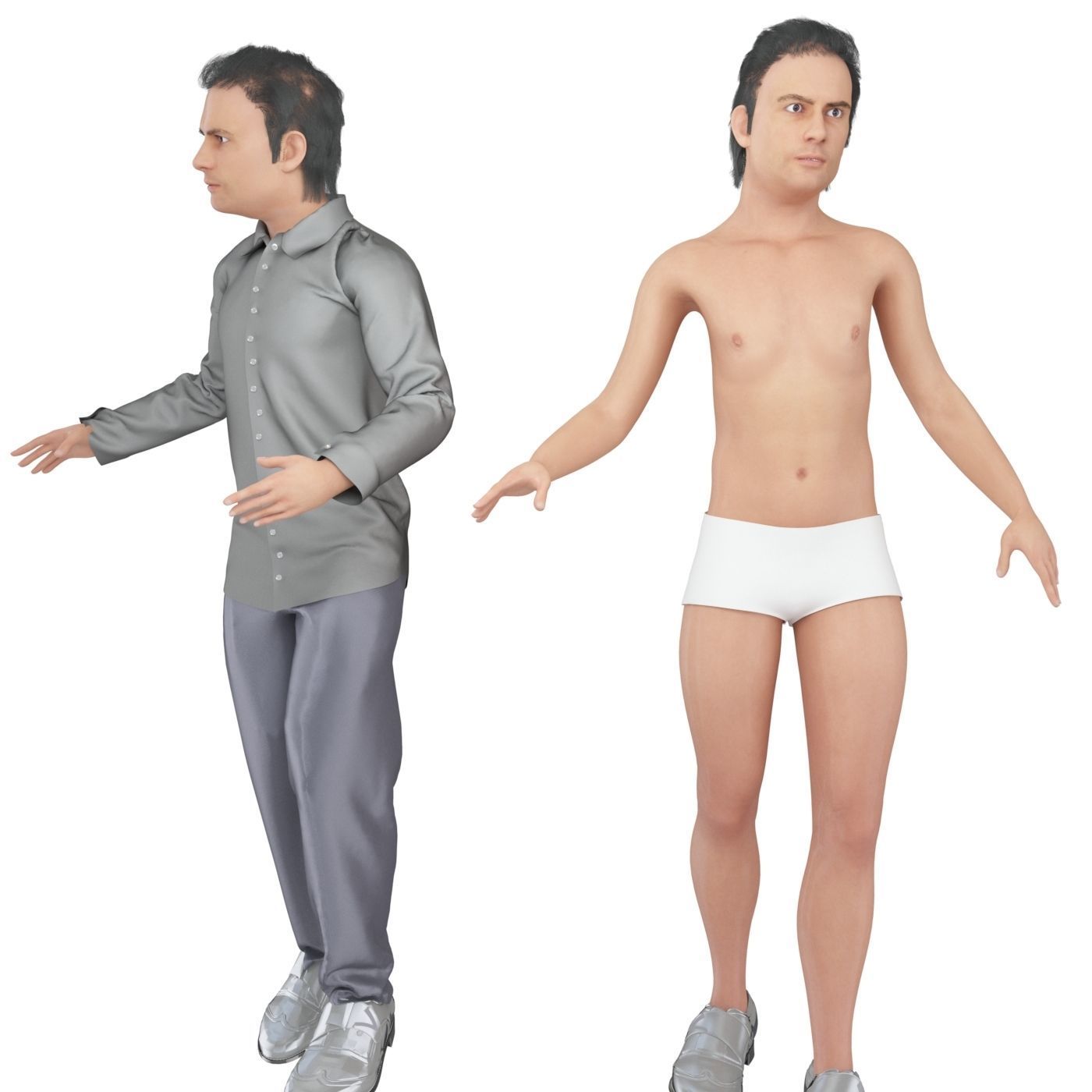 Men real cloth simulation conversation loop animated number 3 3D model_10