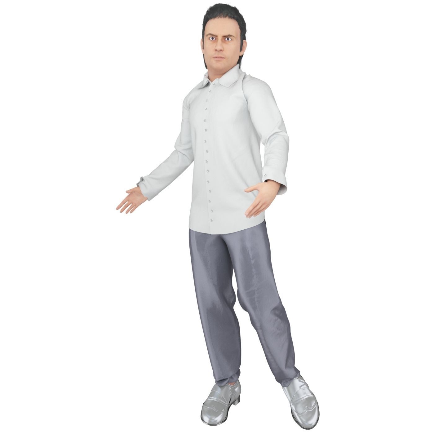 Men real cloth simulation conversation loop animated number 3 3D model_6