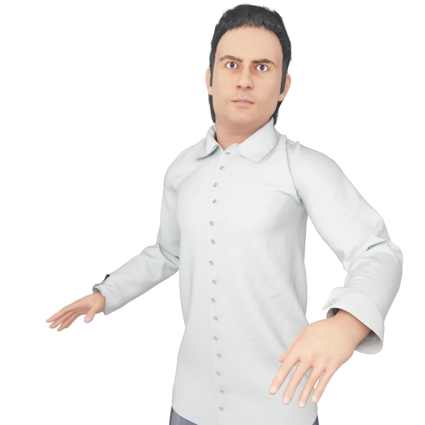 Men real cloth simulation conversation loop animated number 3 3D model_7