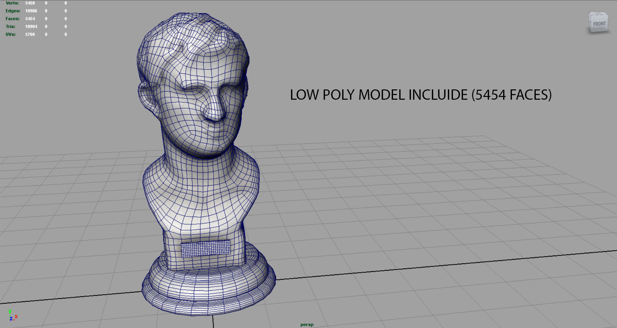 Agrippa Bust Low-poly 3D model_10
