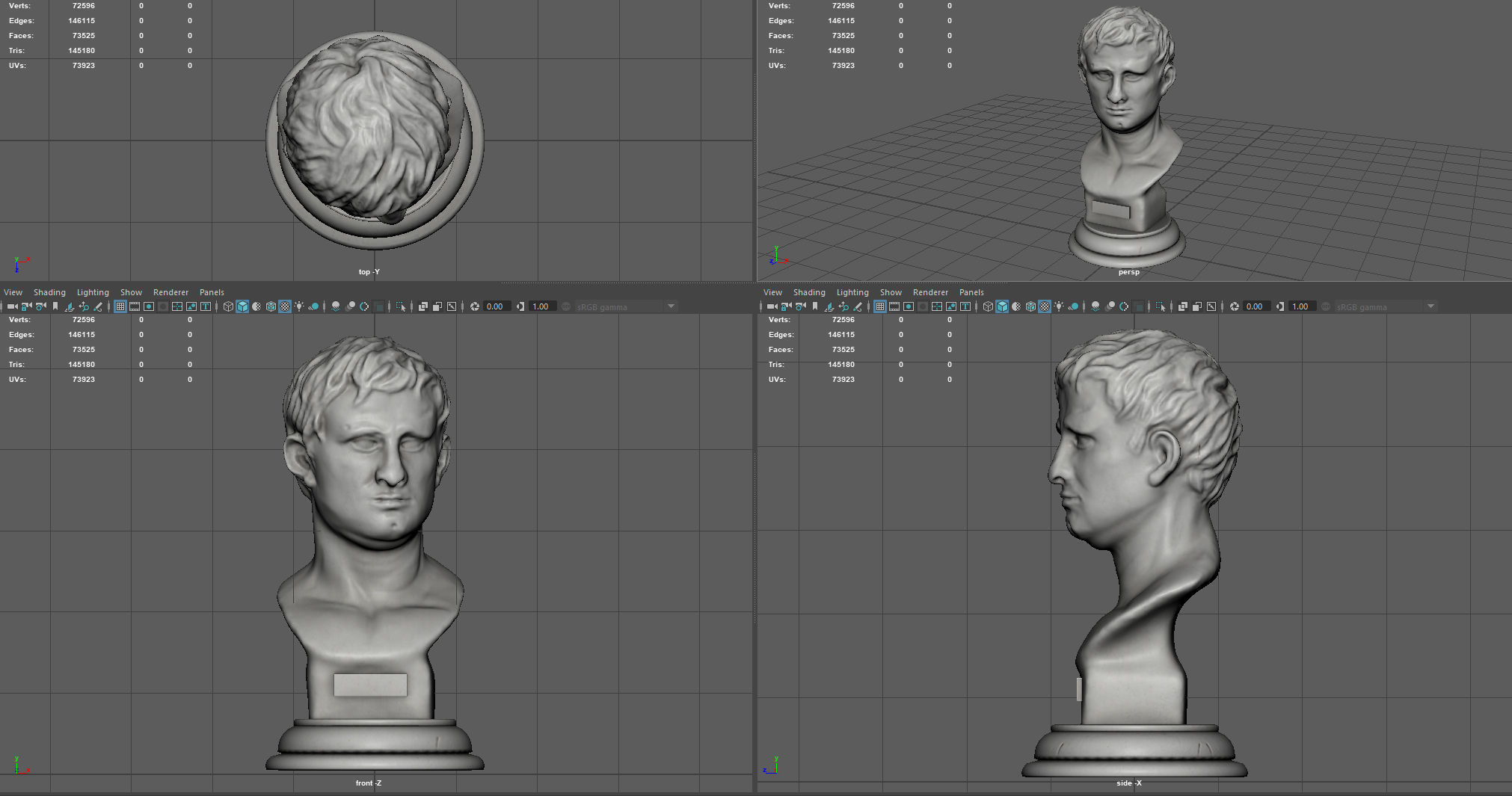 Agrippa Bust Low-poly 3D model_7