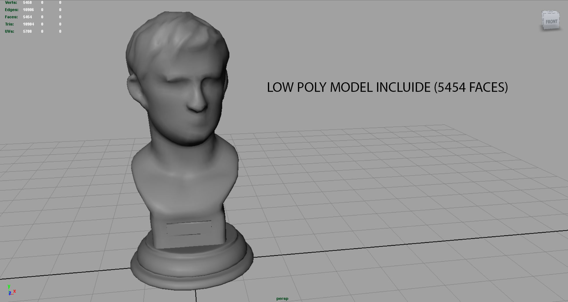 Agrippa Bust Low-poly 3D model_11