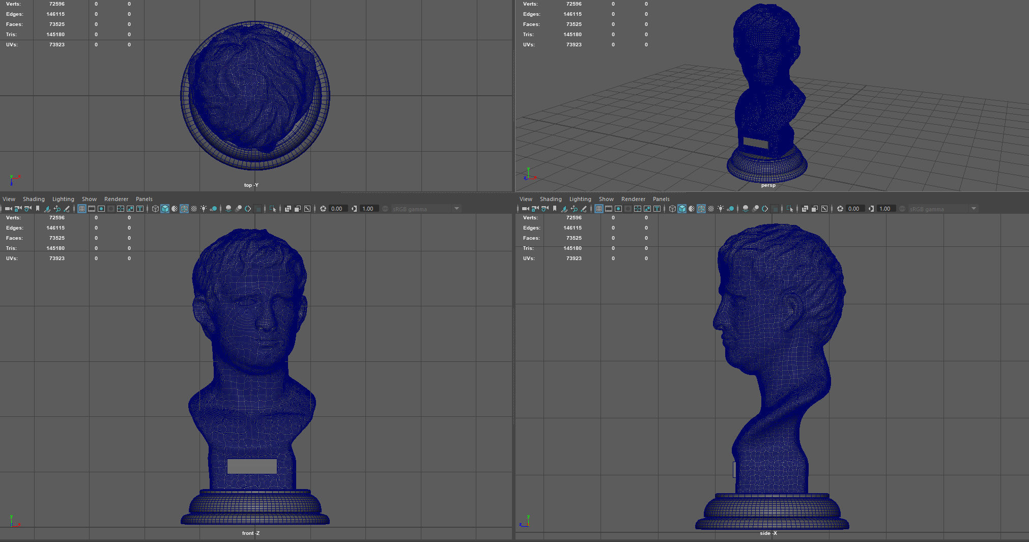 Agrippa Bust Low-poly 3D model_9