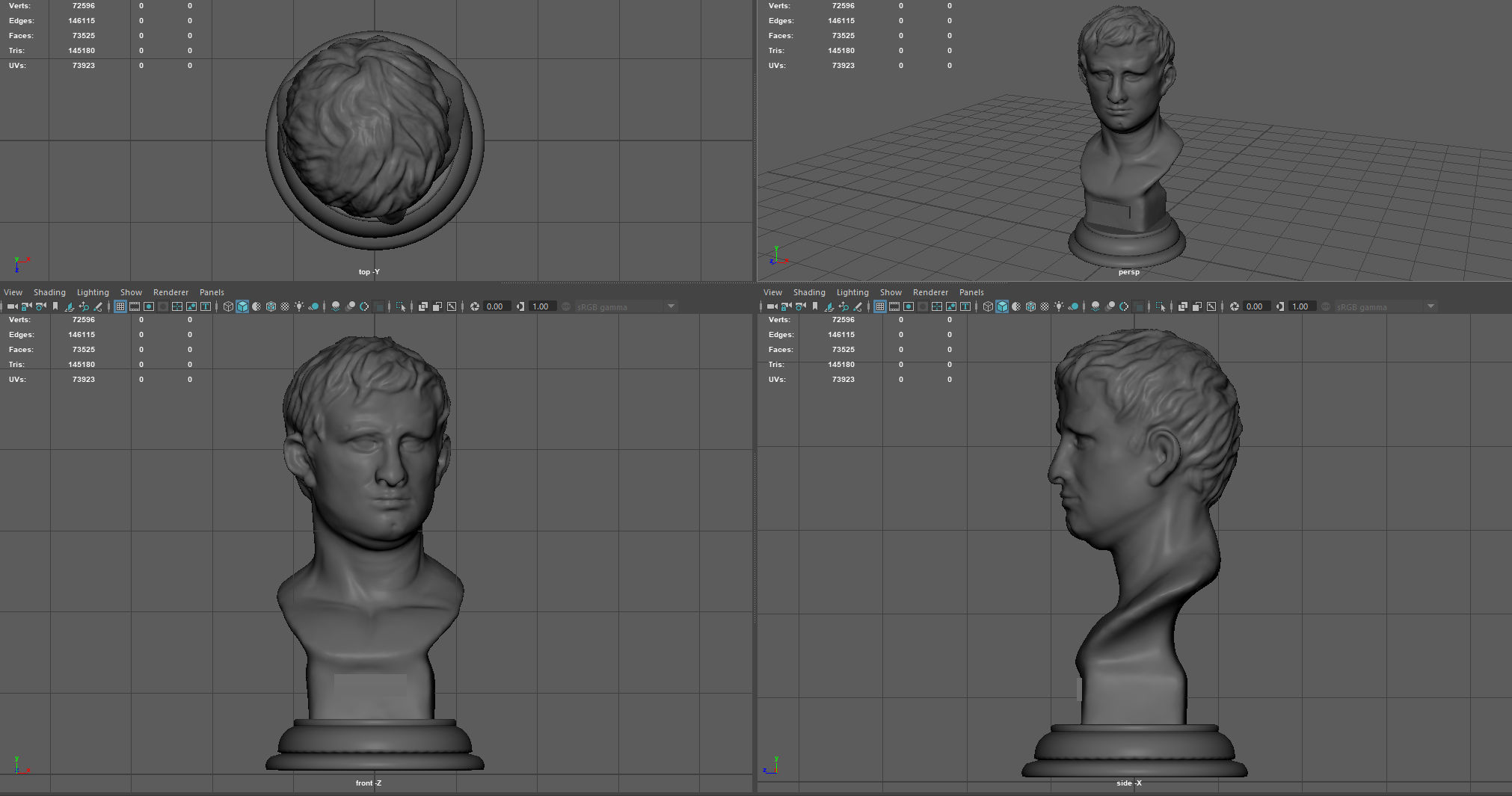Agrippa Bust Low-poly 3D model_8