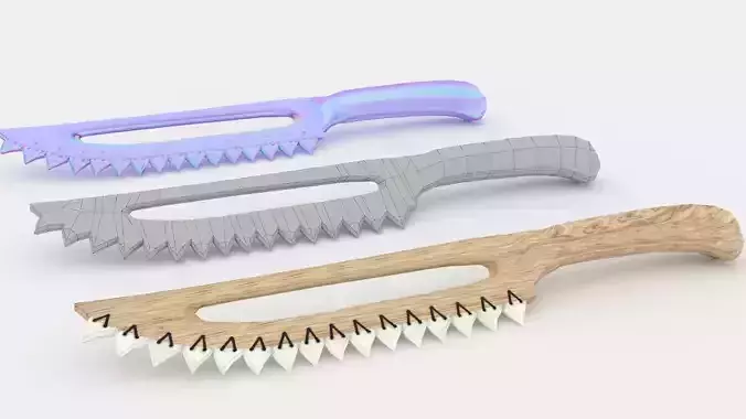 combat knife made from the teeth of sharks Low-poly 3D model