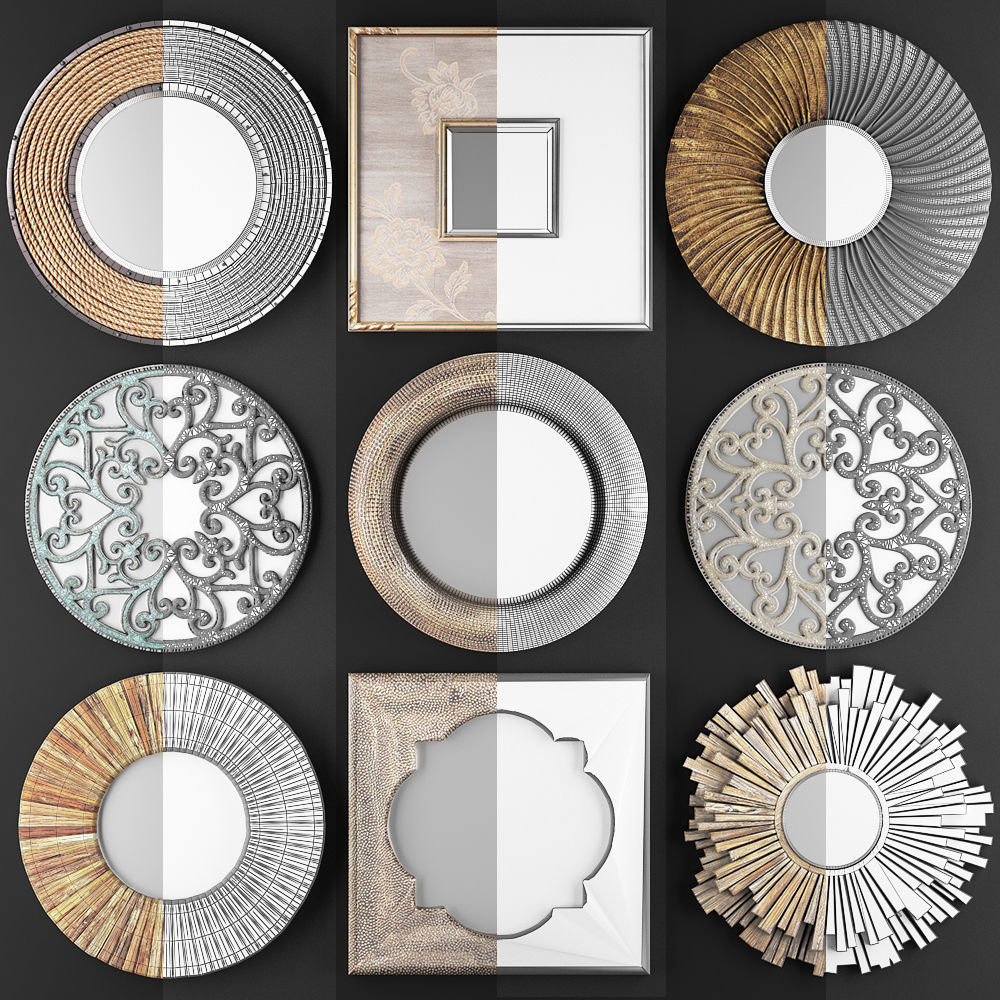 Collection of decorative mirrors 3D model_5