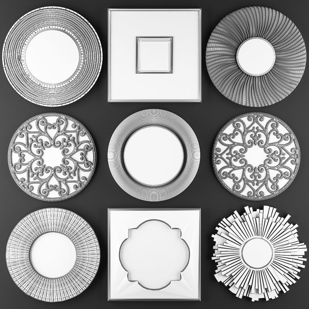 Collection of decorative mirrors 3D model_7