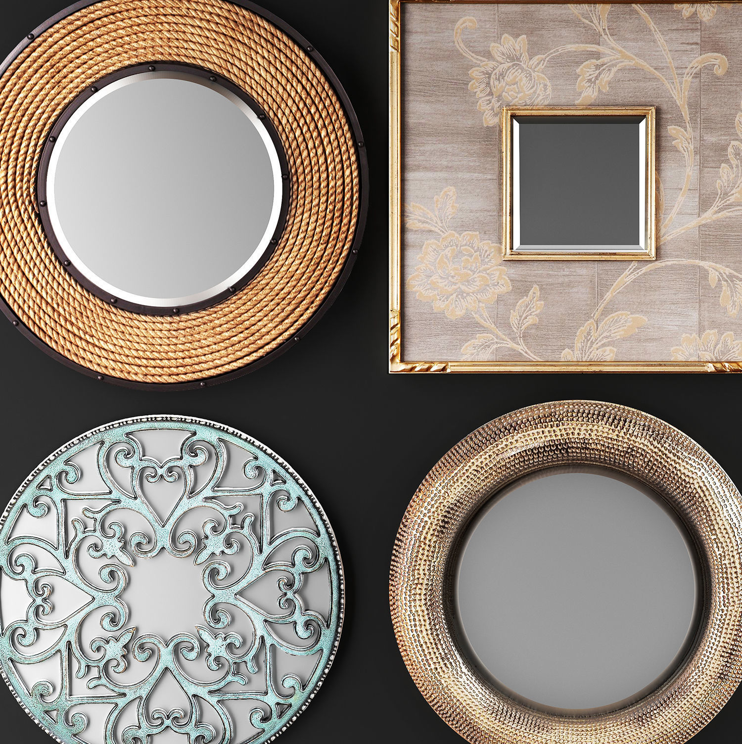 Collection of decorative mirrors 3D model_2