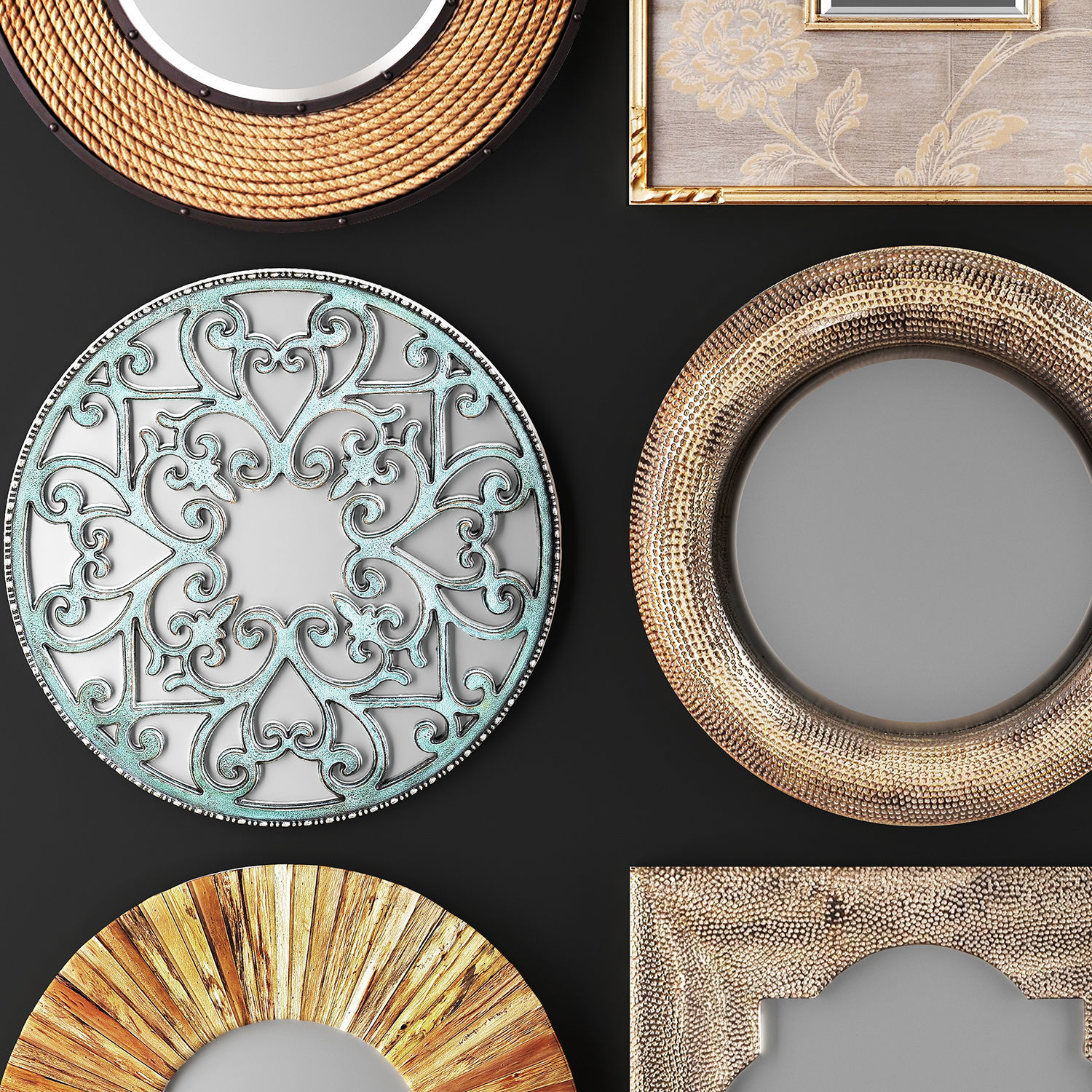 Collection of decorative mirrors 3D model_4