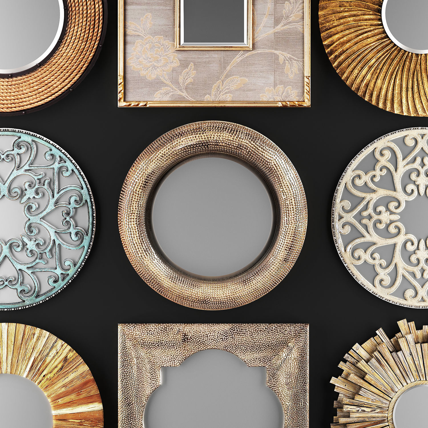 Collection of decorative mirrors 3D model_1