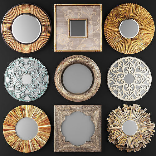 Collection of decorative mirrors 3D model