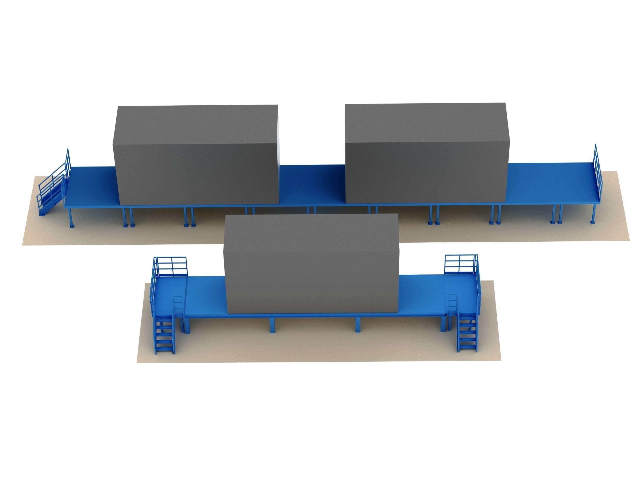 Modular industrial metal platforms 3D model_2