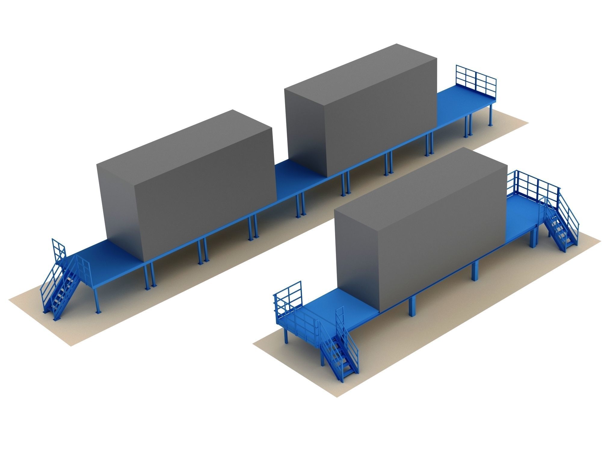 Modular industrial metal platforms 3D model_1