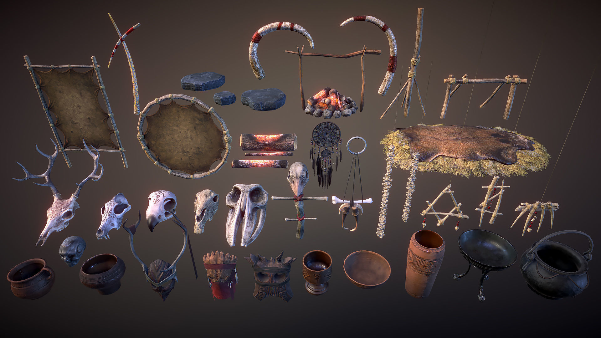 Shaman lair Low-poly 3D model_3