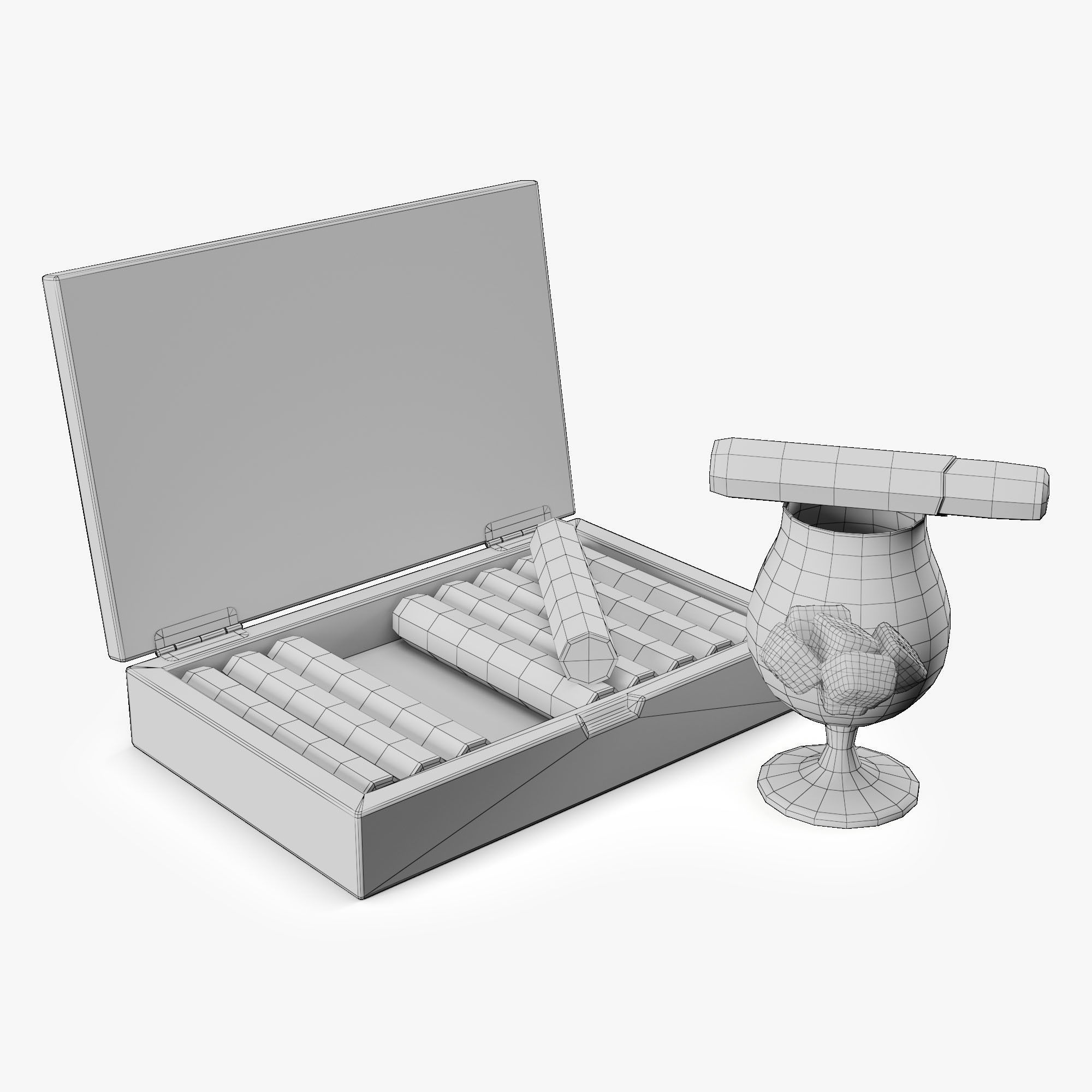 Cigars Cohiba Behike and Whiskey Low-poly 3D model_4