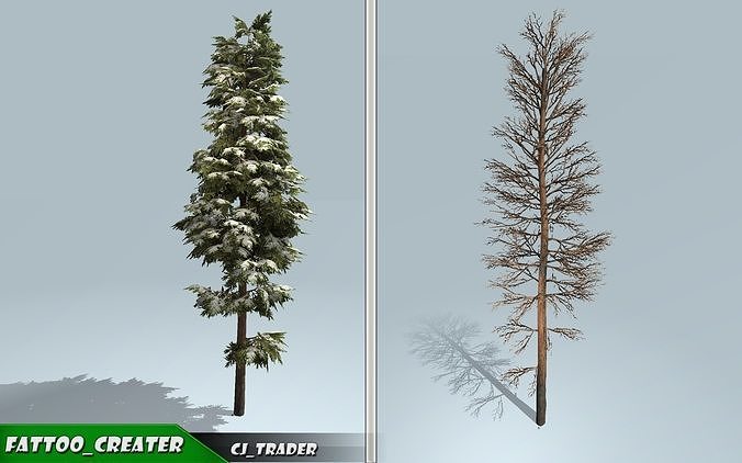 Realitsic Scots pine Winter Tree Pack 3d Model Low-poly 3D model